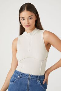 Ribbed Half-Zip Bodysuit | Forever 21 (US)