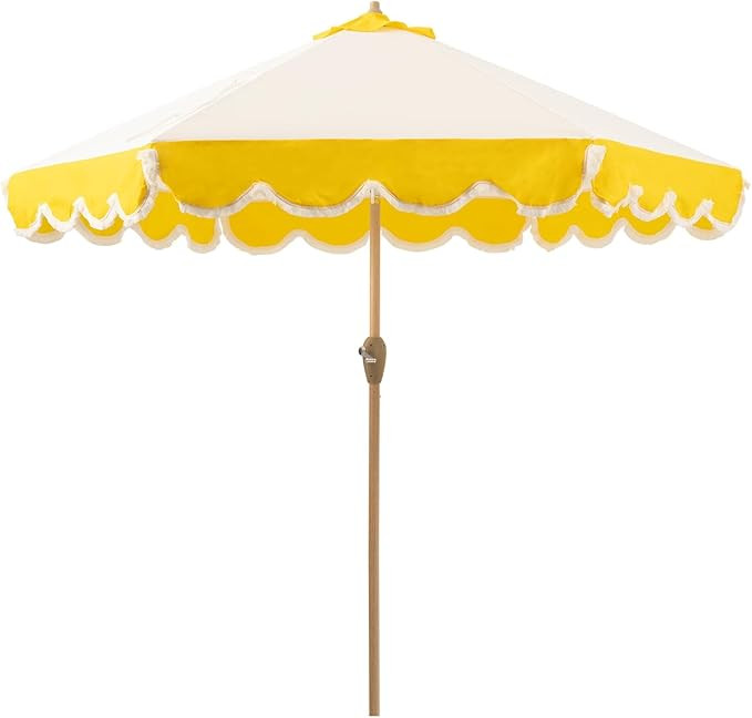 Tempera 9ft Scalloped Patio Umbrellas with Fringe, Market Umbrellas with Water-Resistant and Fade... | Amazon (US)
