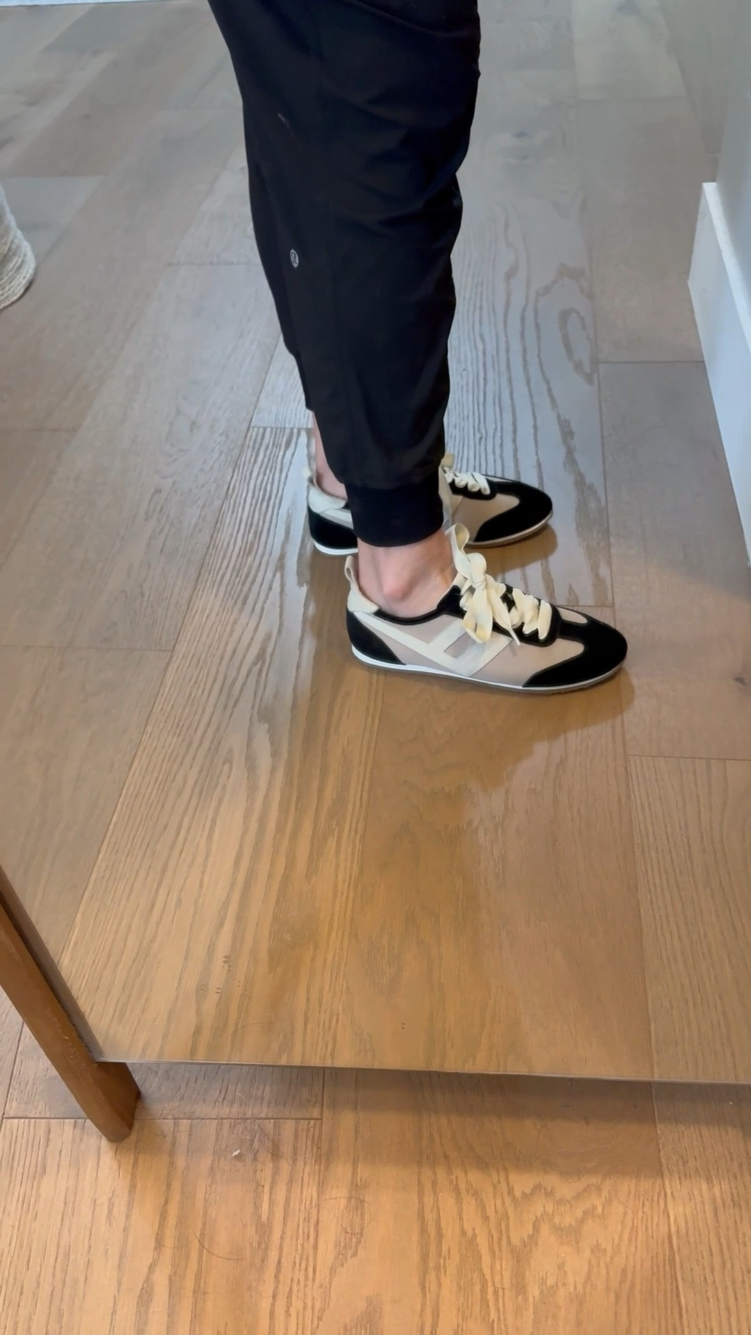 Cute sneakers with ribbons ties ties with Lululemon joggers for an active day with a cute outfit 

#LTKSeasonal #LTKMidsize #LTKActive