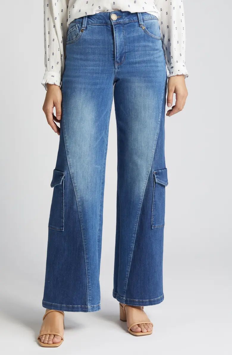 'Ab'Solution Colorblock Wide Leg Cargo Jeans | Nordstrom