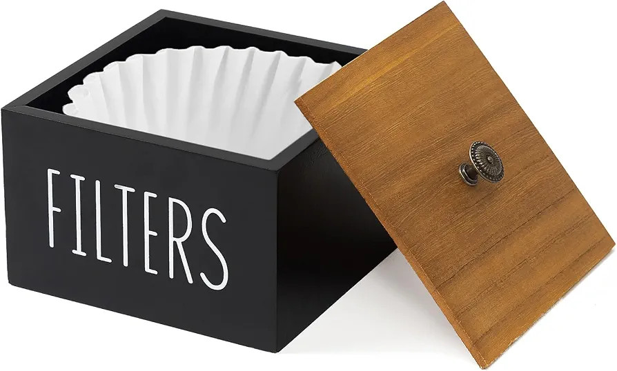 Nvhaly Coffee Filter Holder Basket, Wooden Coffee Station Filter Storage Container Coffee Filter ... | Amazon (US)