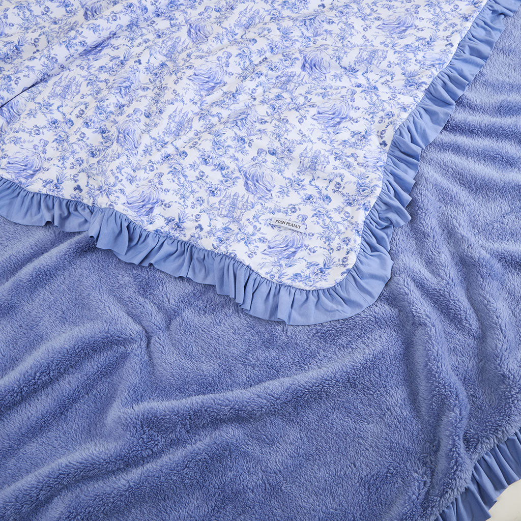 Princess Damask Blue Double-sided Plush Swaddle | Briar | Posh Peanut