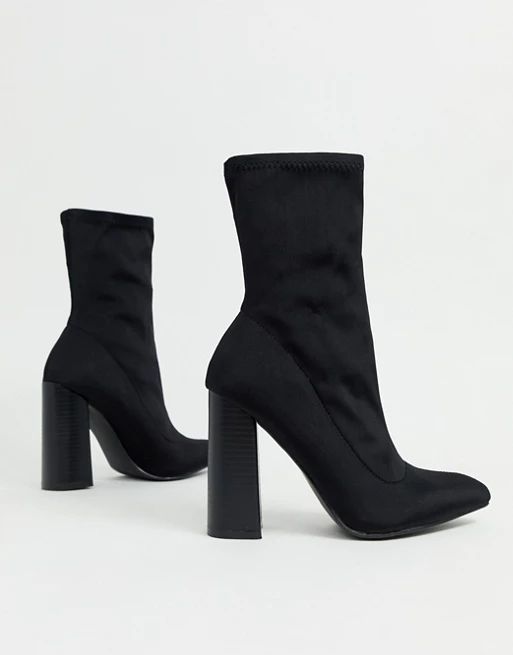 Public Desire – Libby – Knöchelhohe Sock Boots mit hohem Absatz, Schwarz | ASOS DE