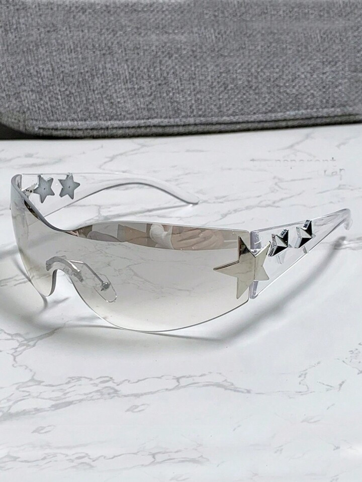 1 Piece Large Frame Multi-Color Y2K Ladies Fashion Glasses, Sporty Fashion Star Glasses,Fashion Eyewear With Bohemian Style,Suitable For Parties And Trips Summer,Beach Accessories,Party,Valentine's Day Gift | SHEIN