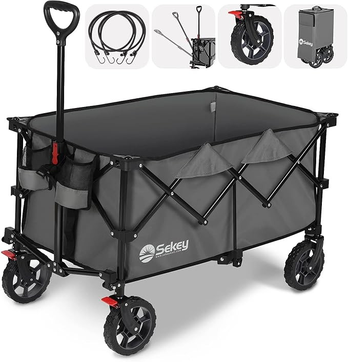 Sekey 220L Collapsible Foldable Wagon with 330lbs Weight Capacity, Heavy Duty Folding Wagon Cart ... | Amazon (US)