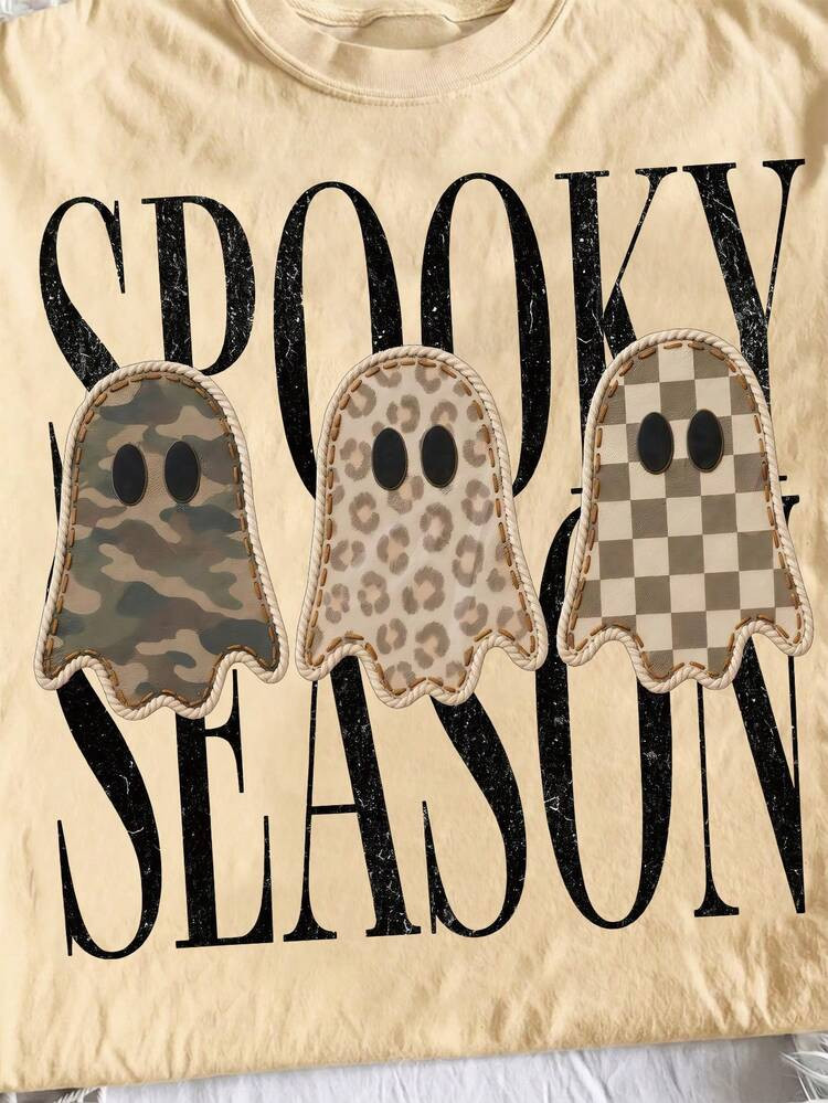 Retro Patchwork Ghost Plaid Ghost Design  Autumn Halloween Design | SHEIN