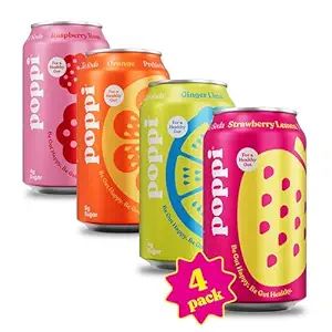 POPPI Sparkling Prebiotic Soda, Starter 4-Pack, w/Gut Health & Immunity Benefits, Beverages w/App... | Amazon (US)