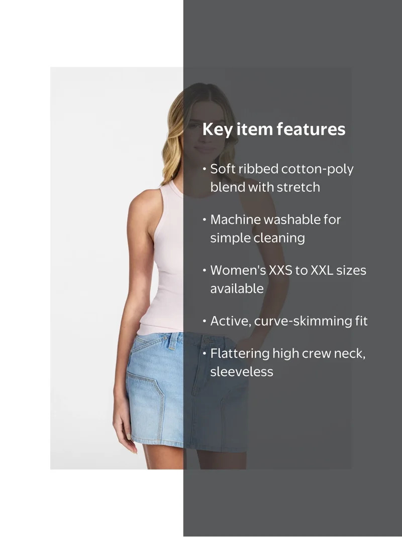 No Boundaries Ribbed High Neck Tank Top, Women's XXS-XXL | Walmart (US)