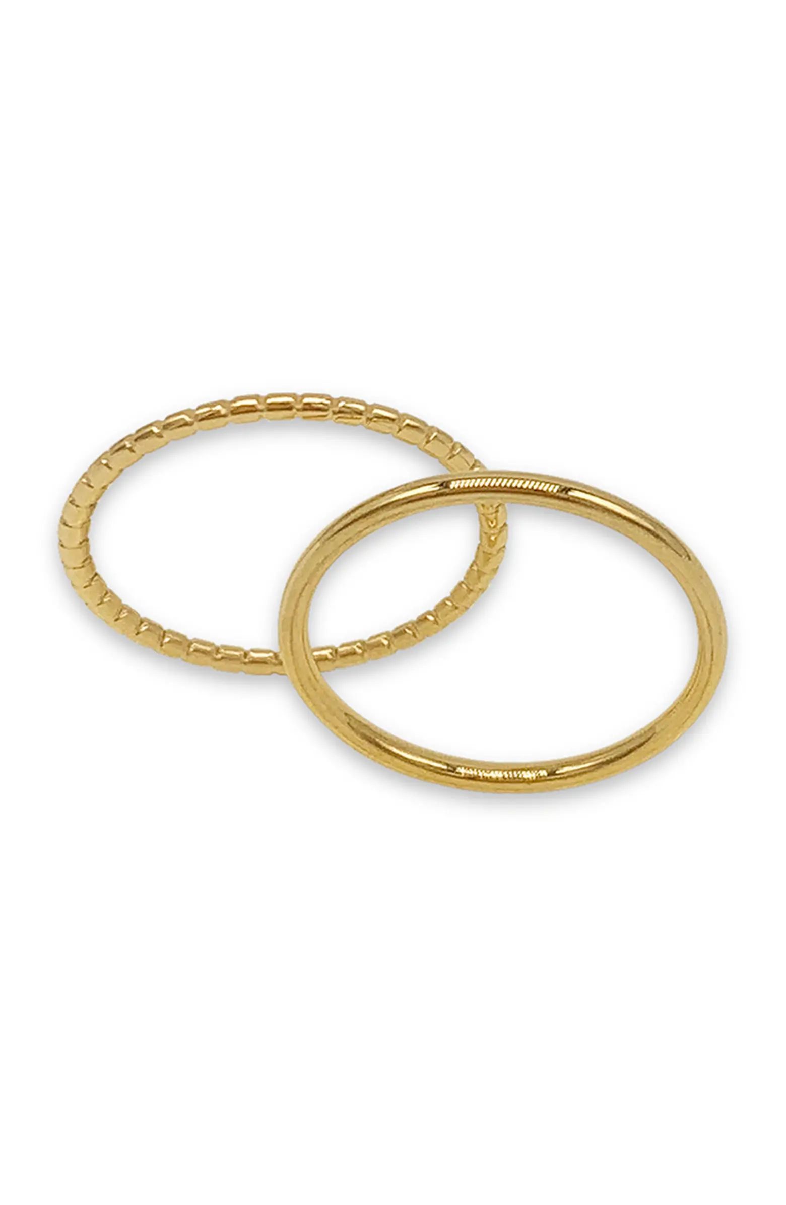 14K Yellow Gold Vermeil Stacking Rings - Set of 2 | Nordstrom Rack