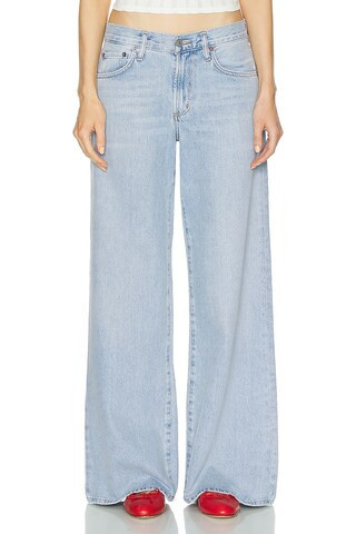 AGOLDE Clara Low Rise Baggy Flare Jeans in Denim-Light | FWRD 
