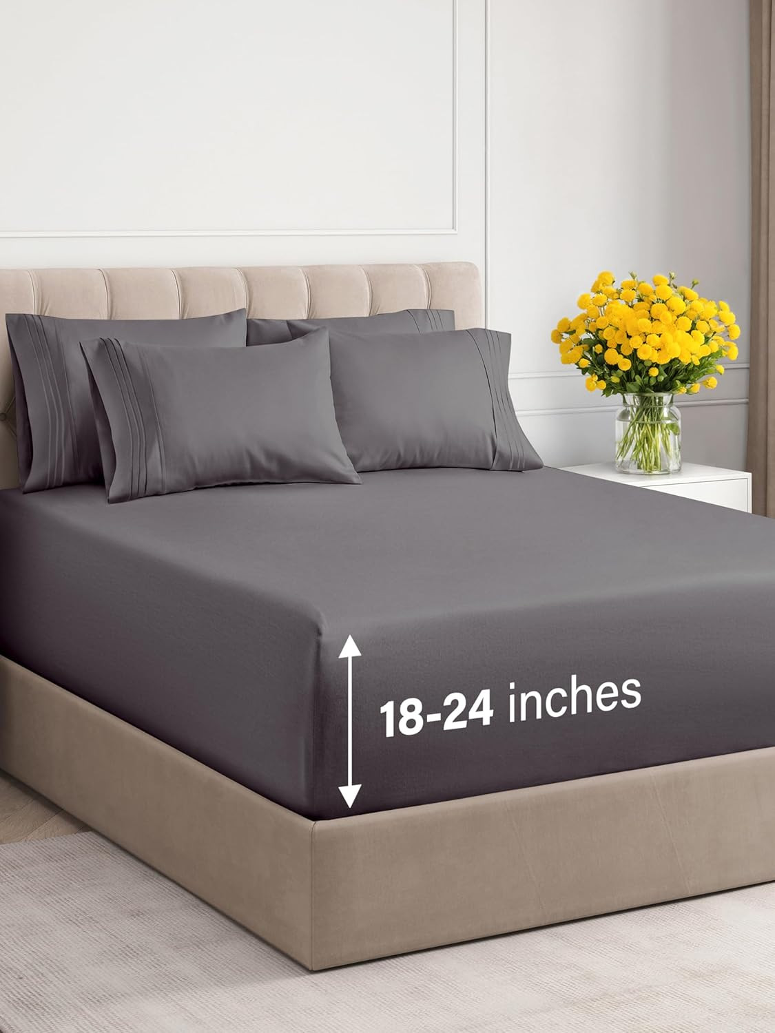 Extra Deep King Sheet Set - 6 Piece Breathable & Cooling Sheets - Hotel Luxury Bed Sheets Set - E... | Amazon (US)