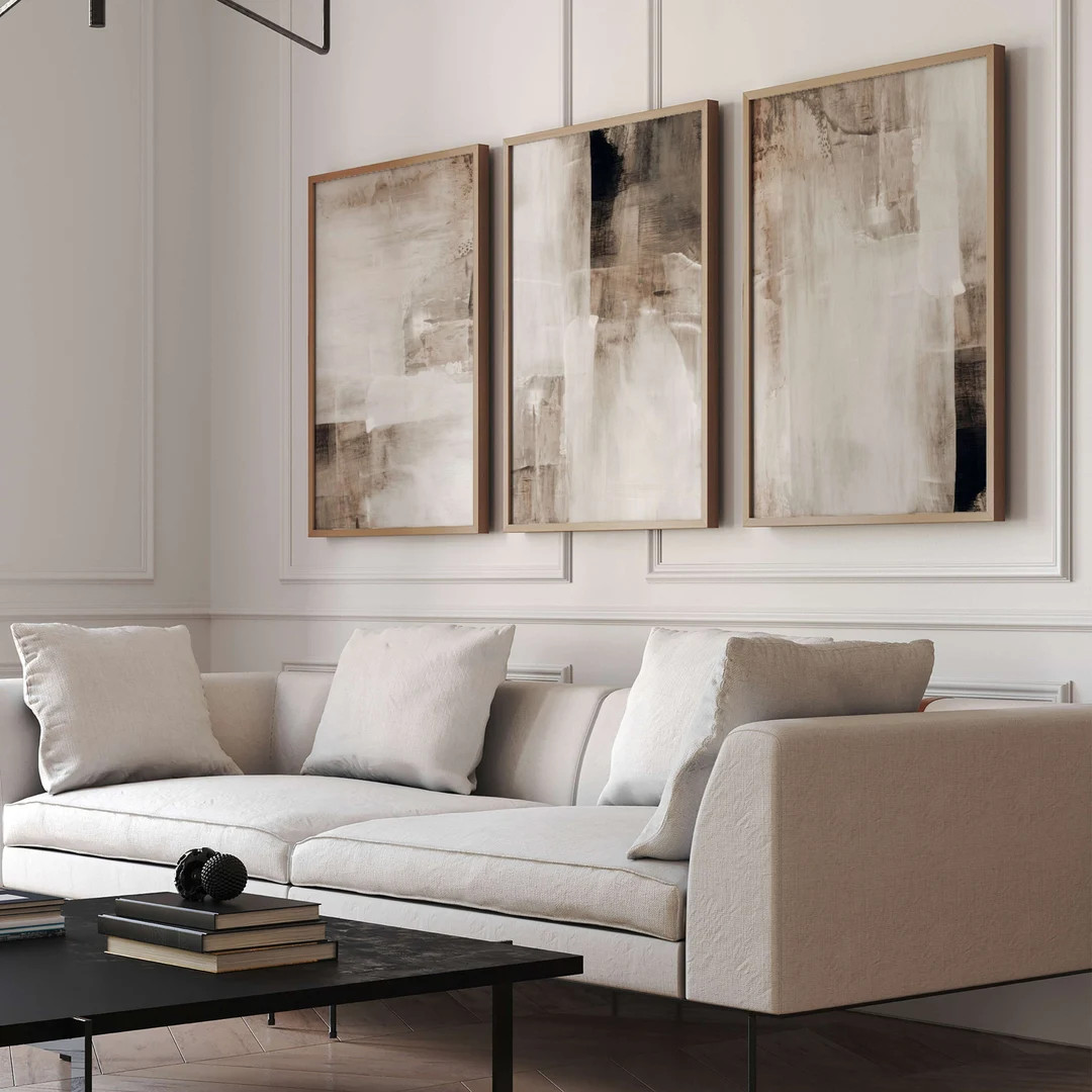 Brown Abstract Set of 3 Prints · Abstract Art · Gallery Wall Set · Neutral Wall Art · Living ... | Etsy (US)