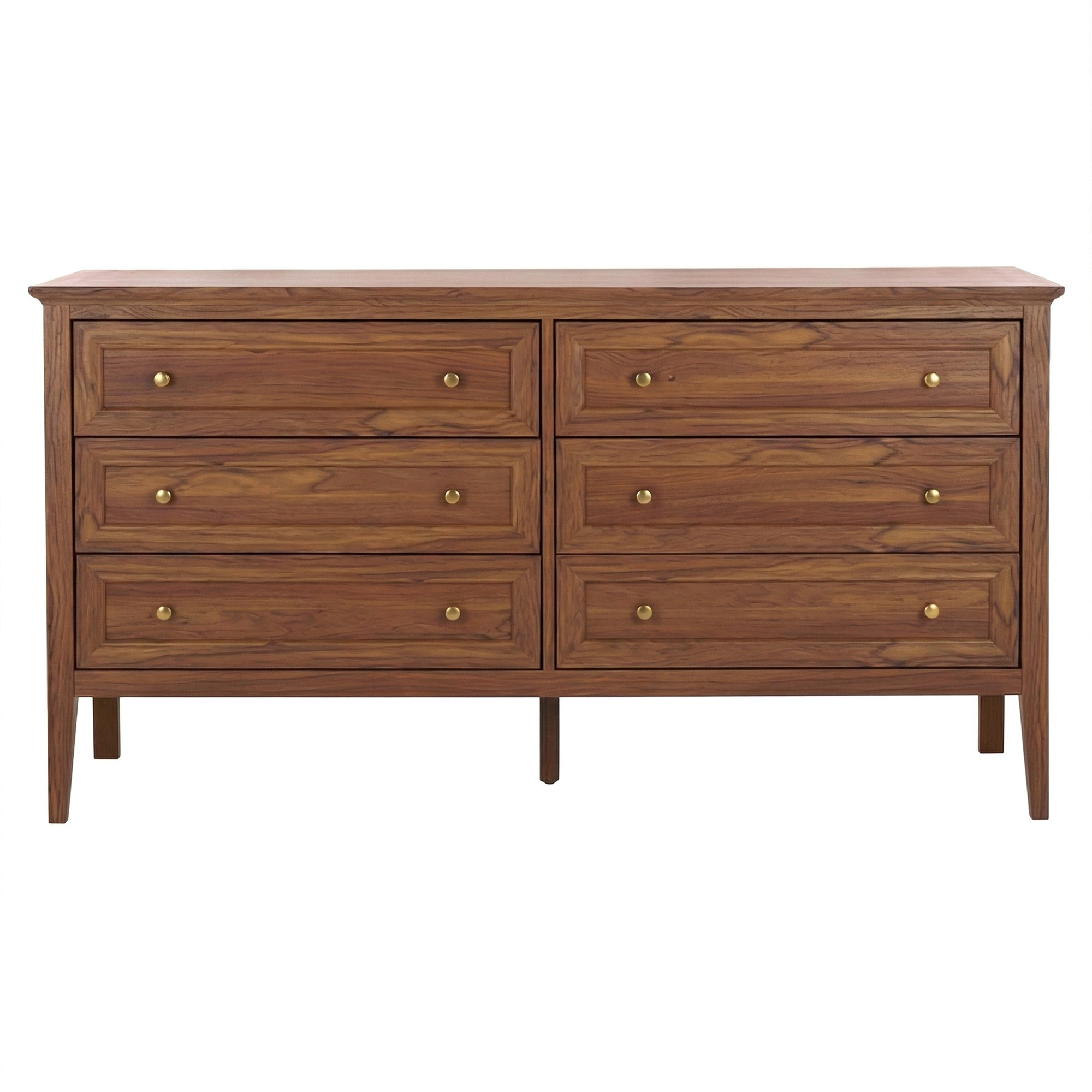 Fionelle Modern Classic Dark Brown Wood Double Dresser | Kathy Kuo Home