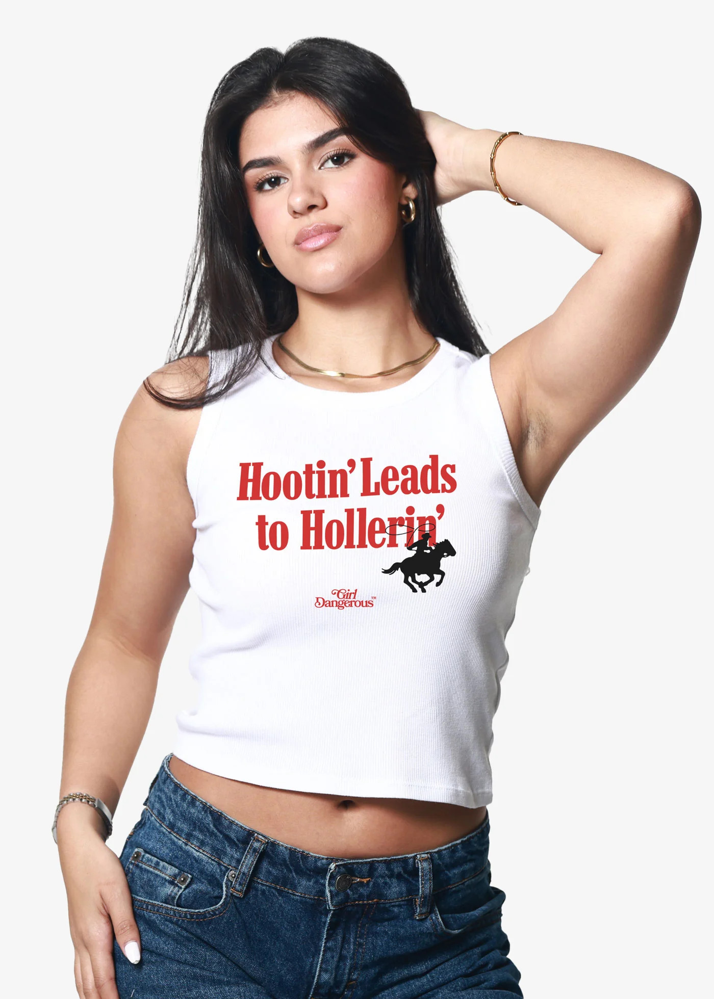 Hootin' Ribbed White Crop Tank | Girl Dangerous
