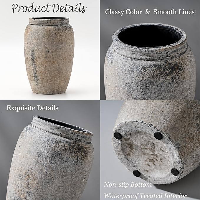 8.2 Inch Ceramic Vase, Terracotta Rustic Vase Farmhouse Decorative Vase Boho Decor, Ceramic Vases... | Amazon (US)