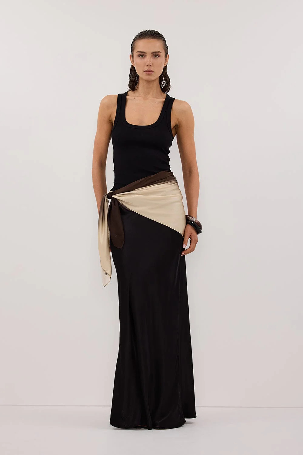 CHARLI BLACK SATIN MAXI SKIRT | DISSH