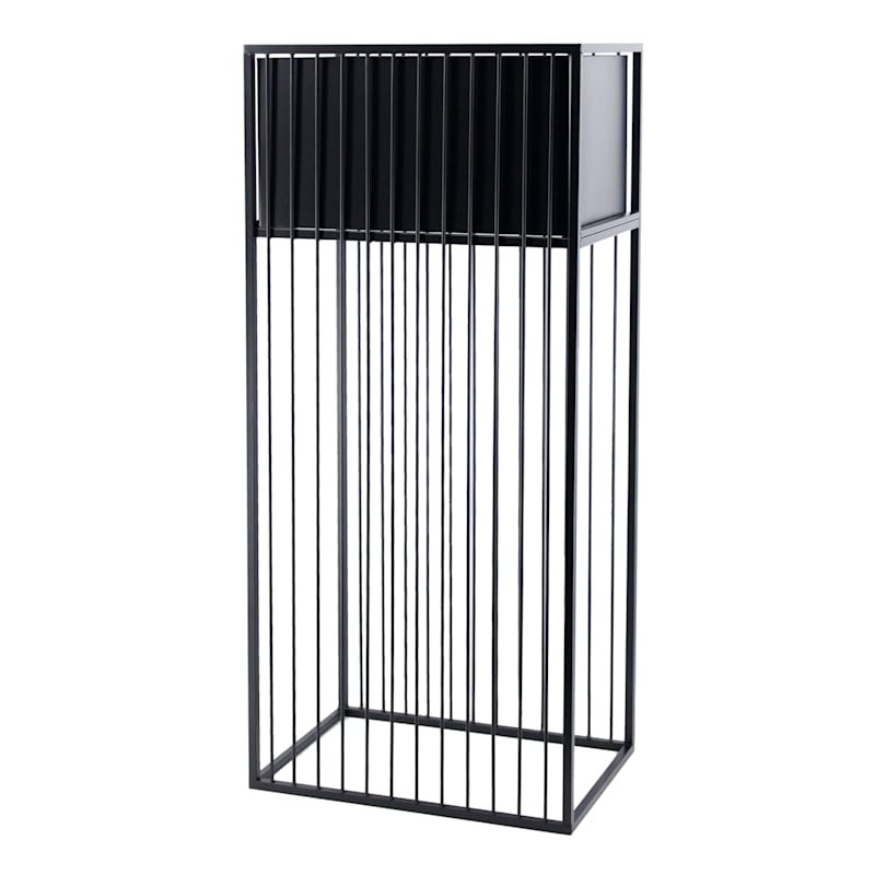Black Metal Rectangle Planter Stand, 31.5" | At Home