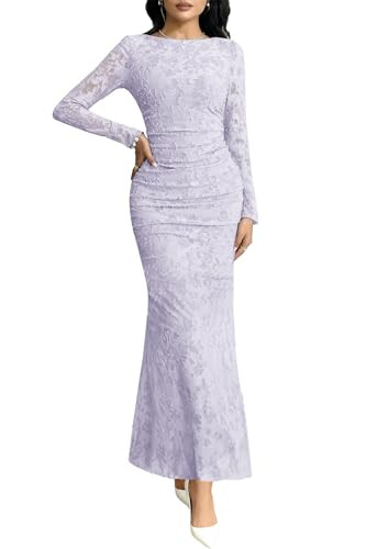 MITILLY Long Sleeve Dress for Women Formal Wedding Guest Evening Gown | Amazon (US)