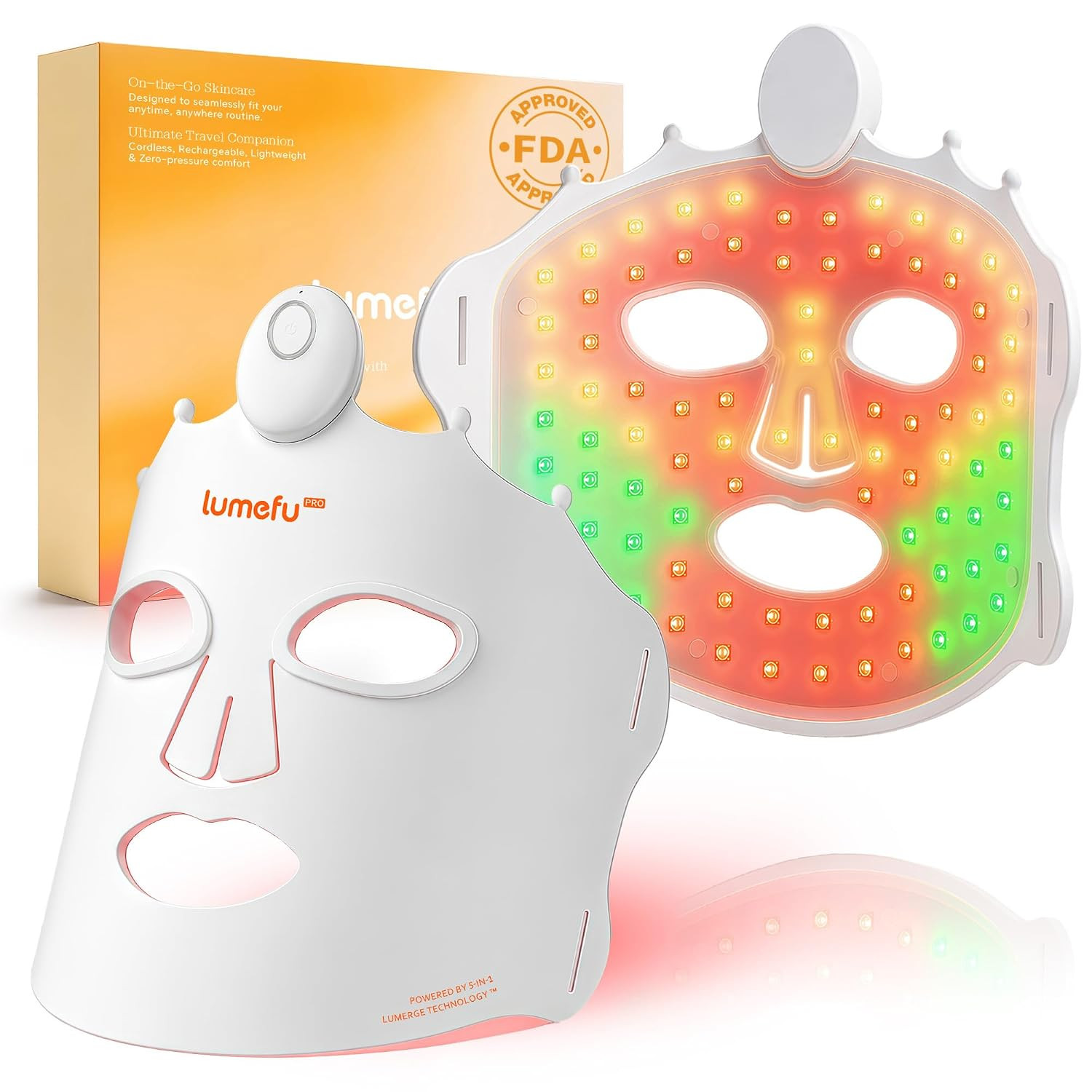 Lumefu Nimbus PRO Red Light Therapy for Face - FDA Cleared LED Face Mask Light Therapy, Full Near Infrared Red Light Therapy Mask with 420 LEDs 820nm NIR for Anti-Aging, Wrinkle, Cordless Gift | Amazon (US)