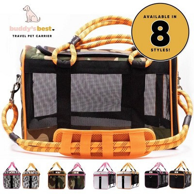 Buddy's Best Airline Approved Pet Carrier - Ventilated Mesh, Waterproof Base Army Camo Orange | Target