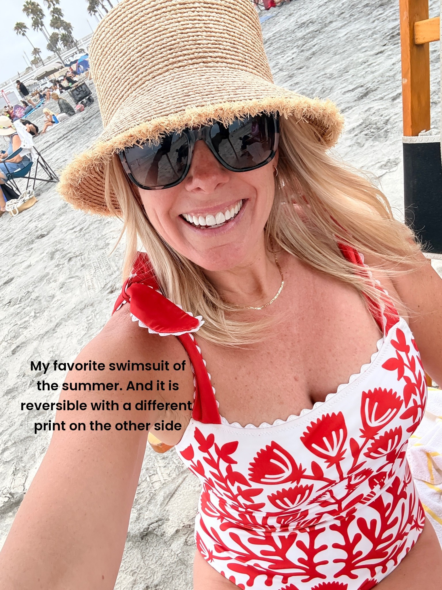 Size 6 swimsuit, which runs true to size.

#LTKOver40 #LTKSwim #LTKSaleAlert