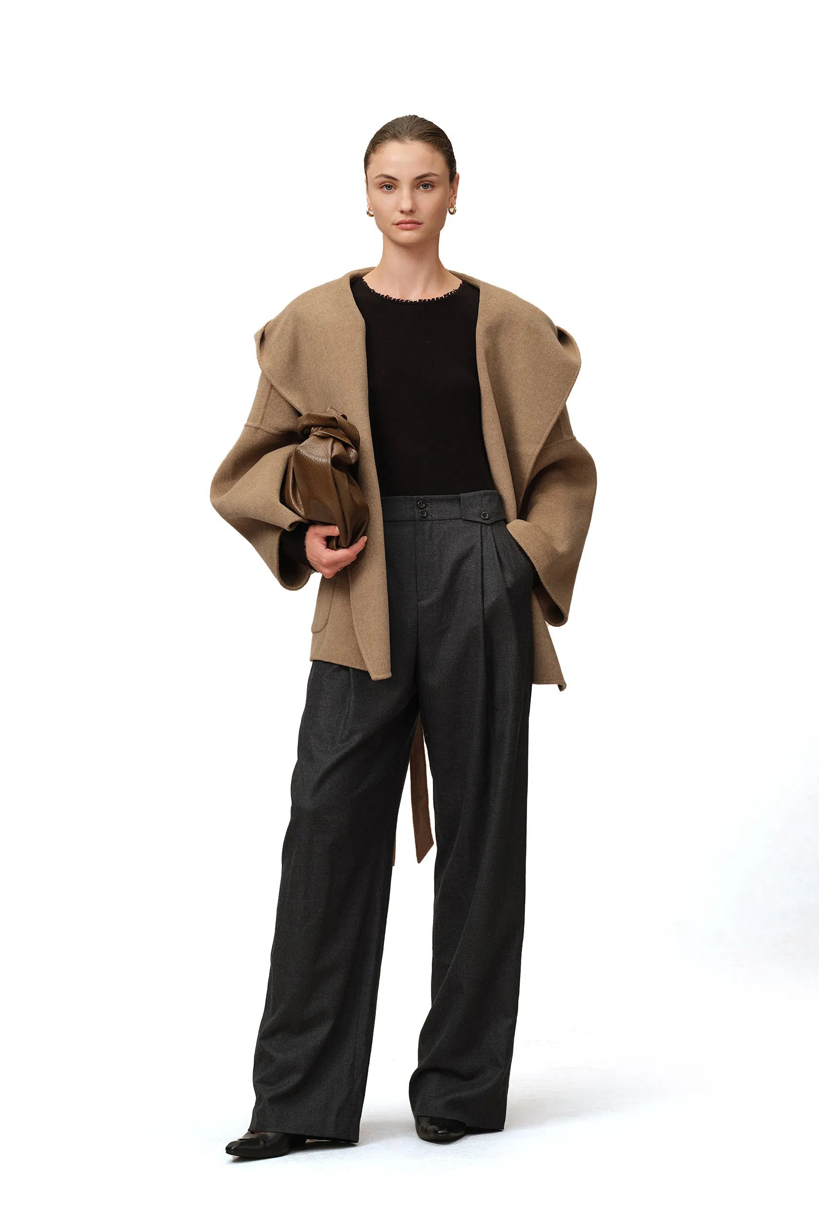 Lanza Handcrafted Hooded Double-Faced Coat in Merino-Cashmere Blend | Fabrique