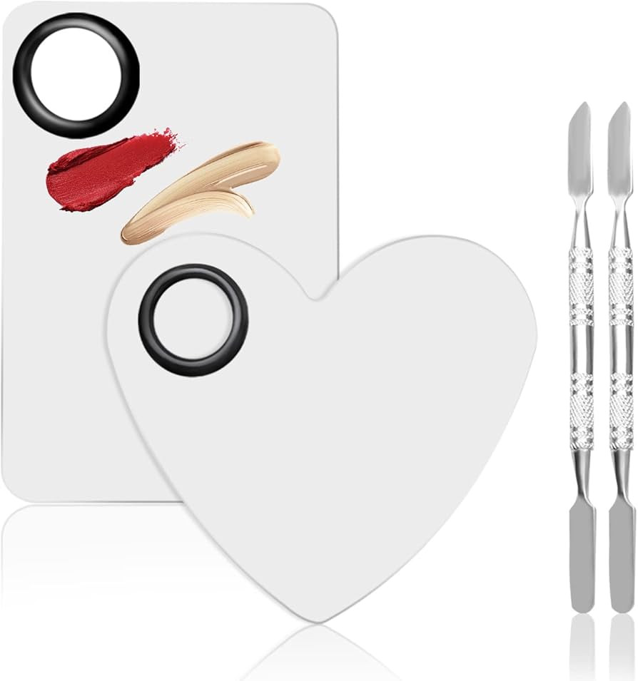 4 in 2 Set Makeup Mixing Palettes, 2 Pcs Stainless Steel Nail Art Palette with 2 Makeup Spatula f... | Amazon (US)