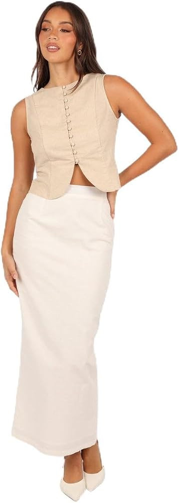 Petal & Pup Women's Daniella-Linen-Vest-Oatmeal | Amazon (US)