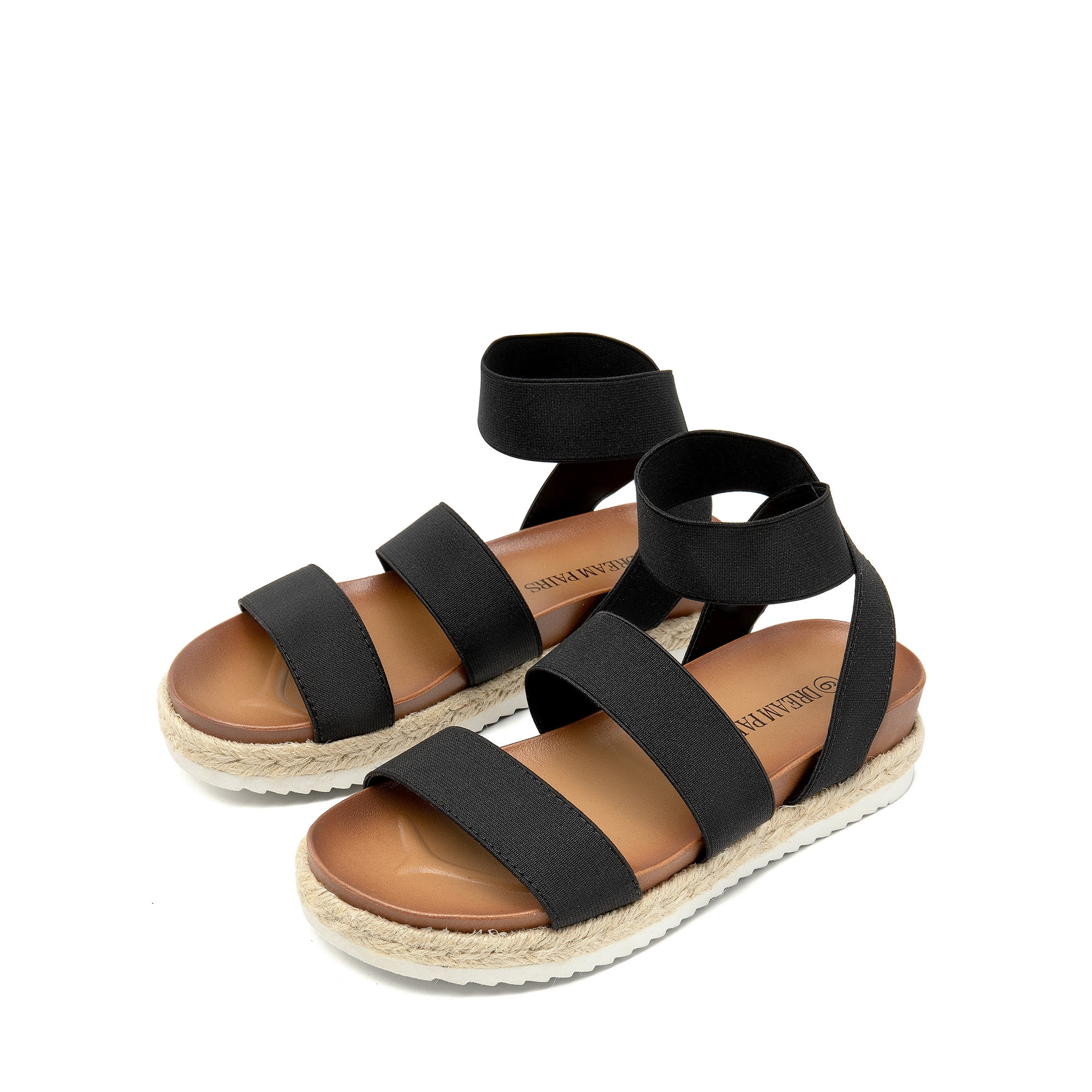 BURUDANI Women's Open Toe Ankle Strap Espadrille Flatform Platform Wedge Sandals | Walmart (US)