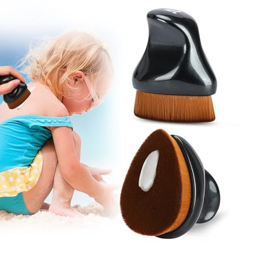 Sunscreen Applicator for Kids,Sunscreen Brush Sunblock Applicator with Protective Case for Kids,Baby,Adult,Beach Essentials for Sunscreen, Suncream and Sun Lotions（Glossy Black） | Amazon (US)