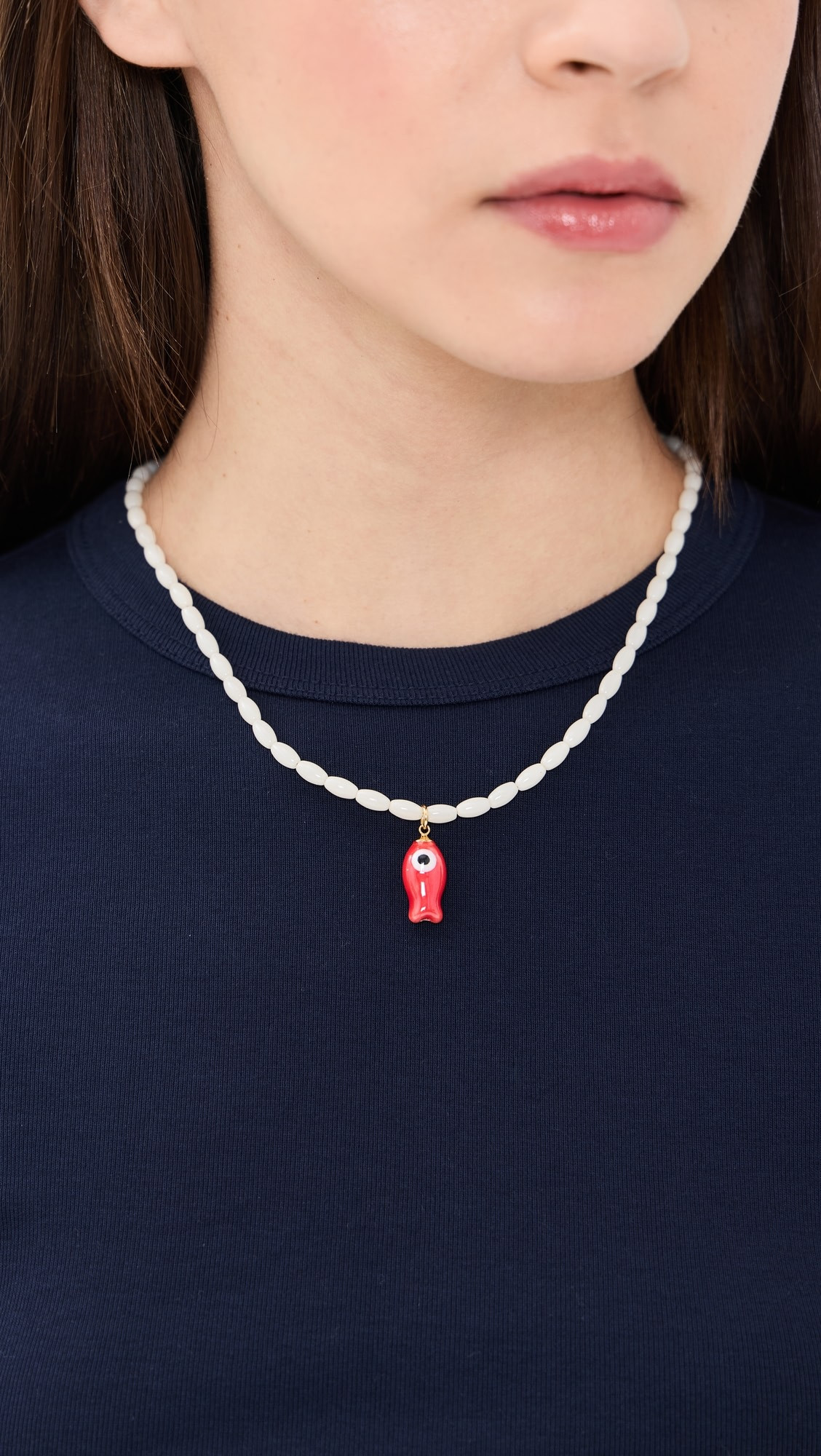 White Beaded Fish Necklace | Shopbop