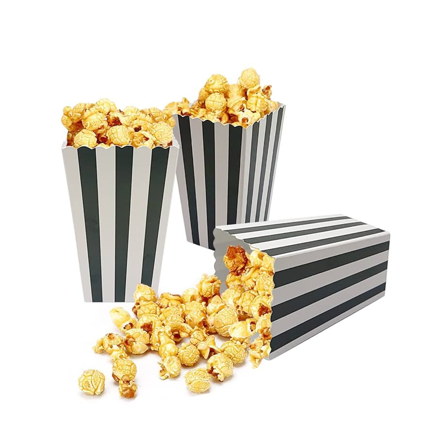 24 Pcs Popcorn Boxes Mini Paper Popcorn Box Cardboard Popcorn Container for Party, White/Black St... | Amazon (US)