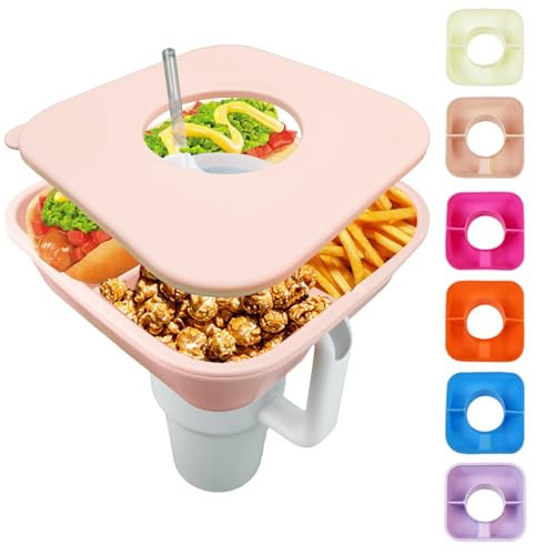 Good Haus Snack Bowl for Stanley Cup 40 oz Tumbler Snack Tray Reusable Snack Tray Snack Holder with Lid Snack Ring Bowl Snack Tray Silicone Snack Holder for Stanley Cup Accessories (Light Pink) | Amazon (US)