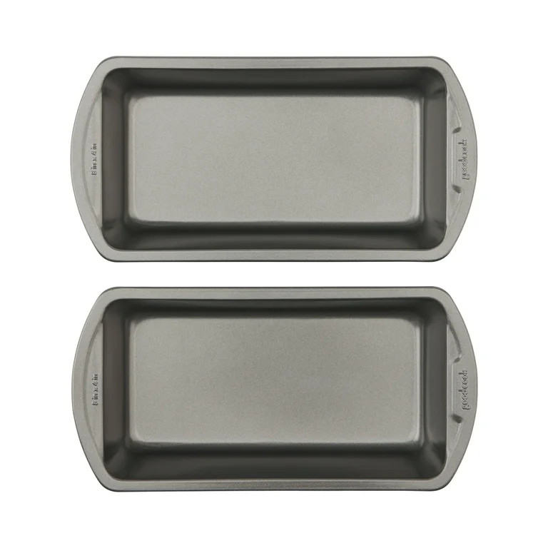 GoodCook Set of 2 Medium 8" x 4" Nonstick Steel Bread Loaf Pans, Gray | Walmart (US)
