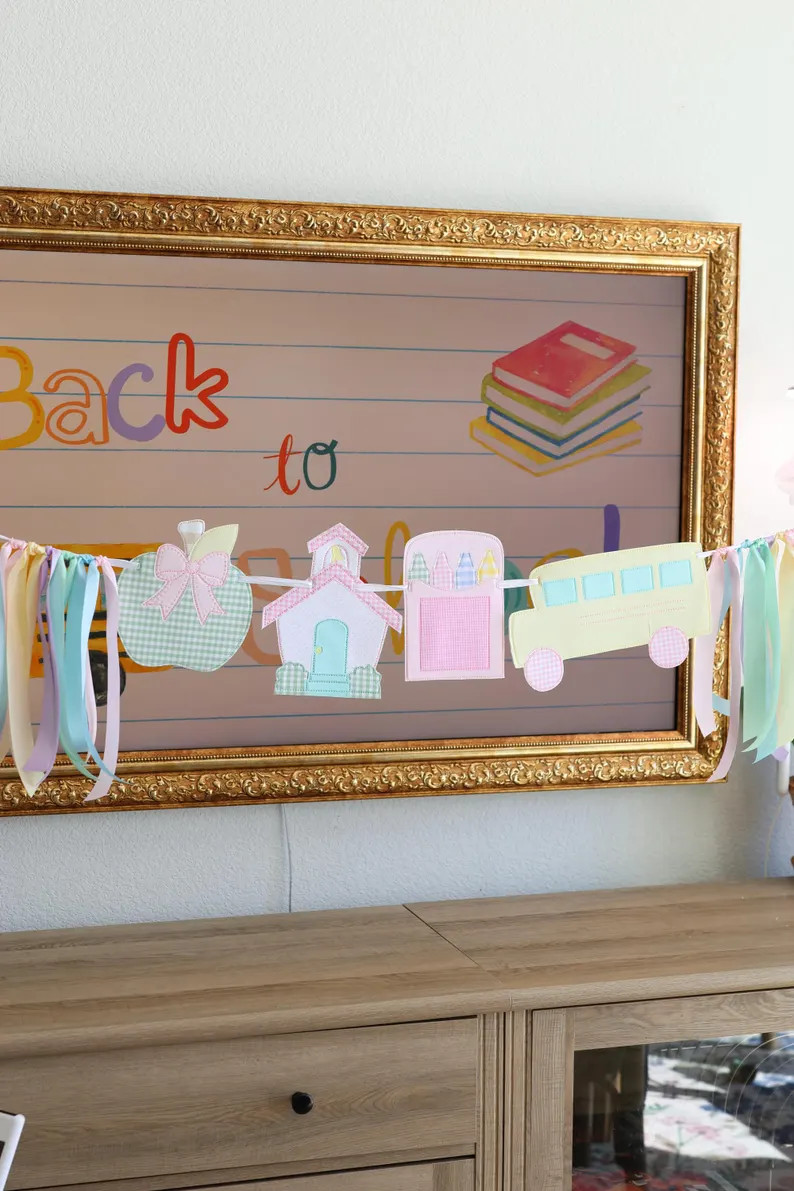 Back to School Banner, First Day of School Decor, Pastel Classroom Garland, School Photo Prop, Te... | Etsy (Global)