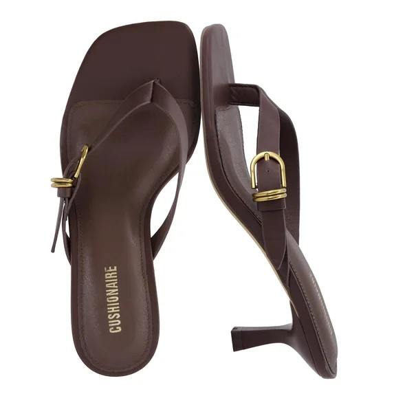 Cushionaire Marlin Low Kitten Heels for Women, Thong Style Dressy Heeled Womens Sandals with Adju... | Walmart (US)