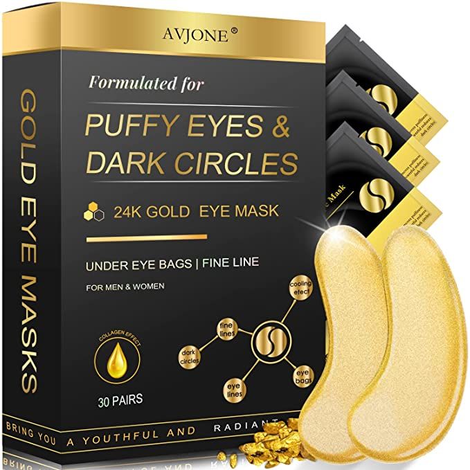 AVJONE 24K Gold Eye Mask (30 Pairs) - Puffy Eyes and Dark Circles Treatments – Relieve Pressure... | Amazon (US)