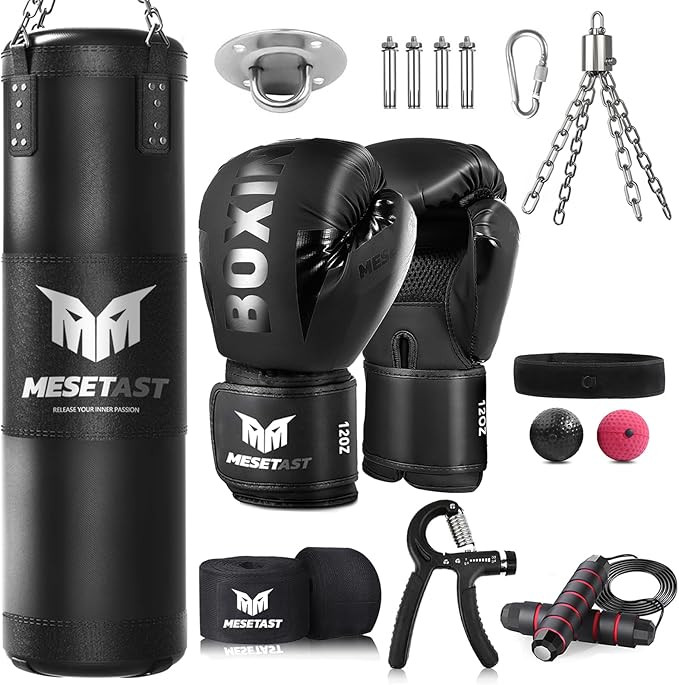 Punching Bag for Adults, 4ft Heavy Boxing Bag Set with 12 OZ Gloves for MMA Karate Kickboxing Box... | Amazon (US)