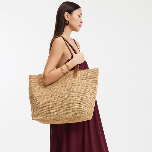 Shopping Bag in Raffia with Leather Handles | La Redoute (UK)