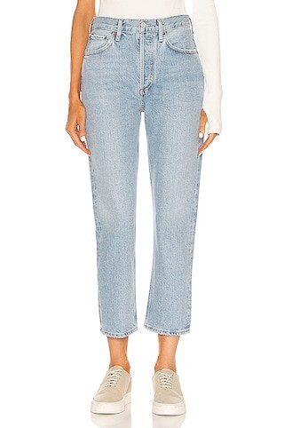 AGOLDE Riley High Rise Straight Crop Jeans in Denim-Light | FWRD 
