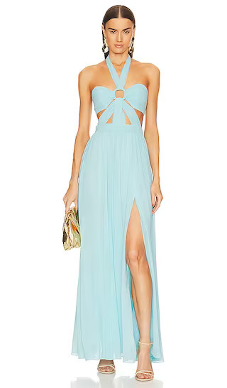 Cutout Halterneck Maxi Dress in Island Blue | Light Blue Dress | Turquoise Dress | Teal Dress | Revolve Clothing (Global)