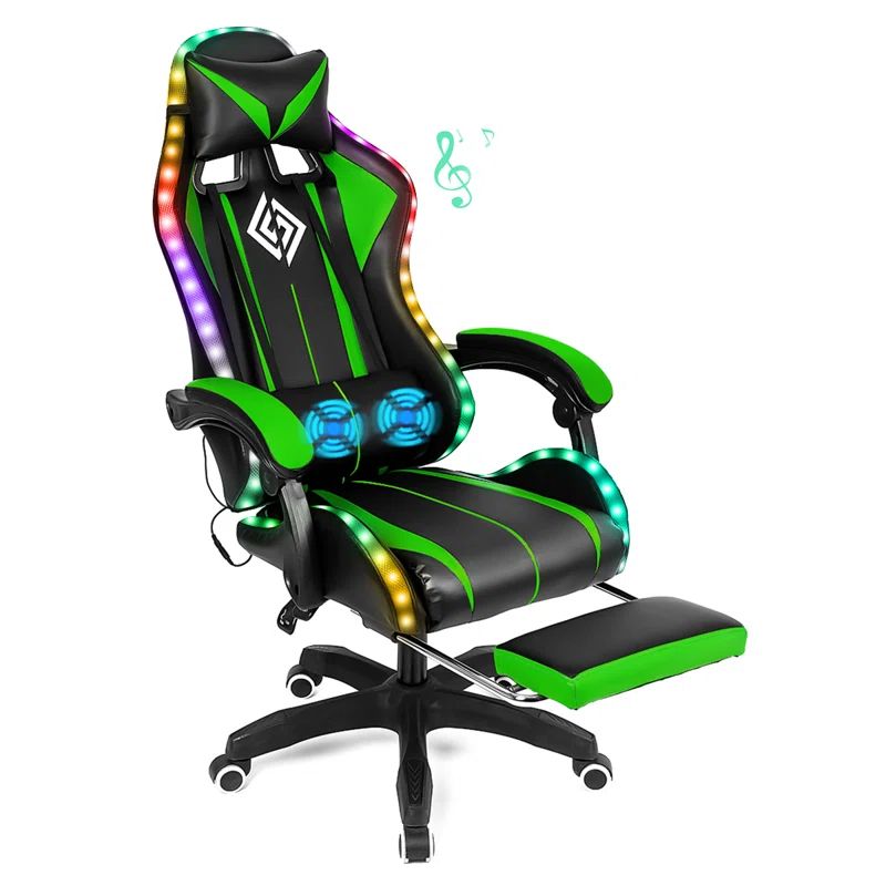 RGB PC & Racing Game Chair With Massage And Bluetooth | Wayfair North America