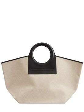Hereu - Cala heavy canvas top handle bag - Beige/Black | Luisaviaroma | Luisaviaroma