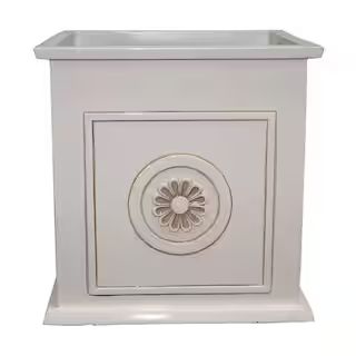 Southern Patio Colony Large 16 in. x 16 in. 27 Qt. Ivory Resin Composite Square Outdoor Planter B... | The Home Depot