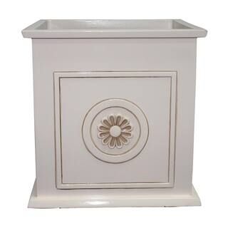 Southern Patio Colony Large 16 in. x 16 in. 27 Qt. Ivory Resin Composite Square Outdoor Planter B... | The Home Depot