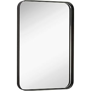 Hamilton Hills Contemporary Brushed Metal Wall Mirror | Glass Panel Bronze Framed Rounded Corner ... | Amazon (US)