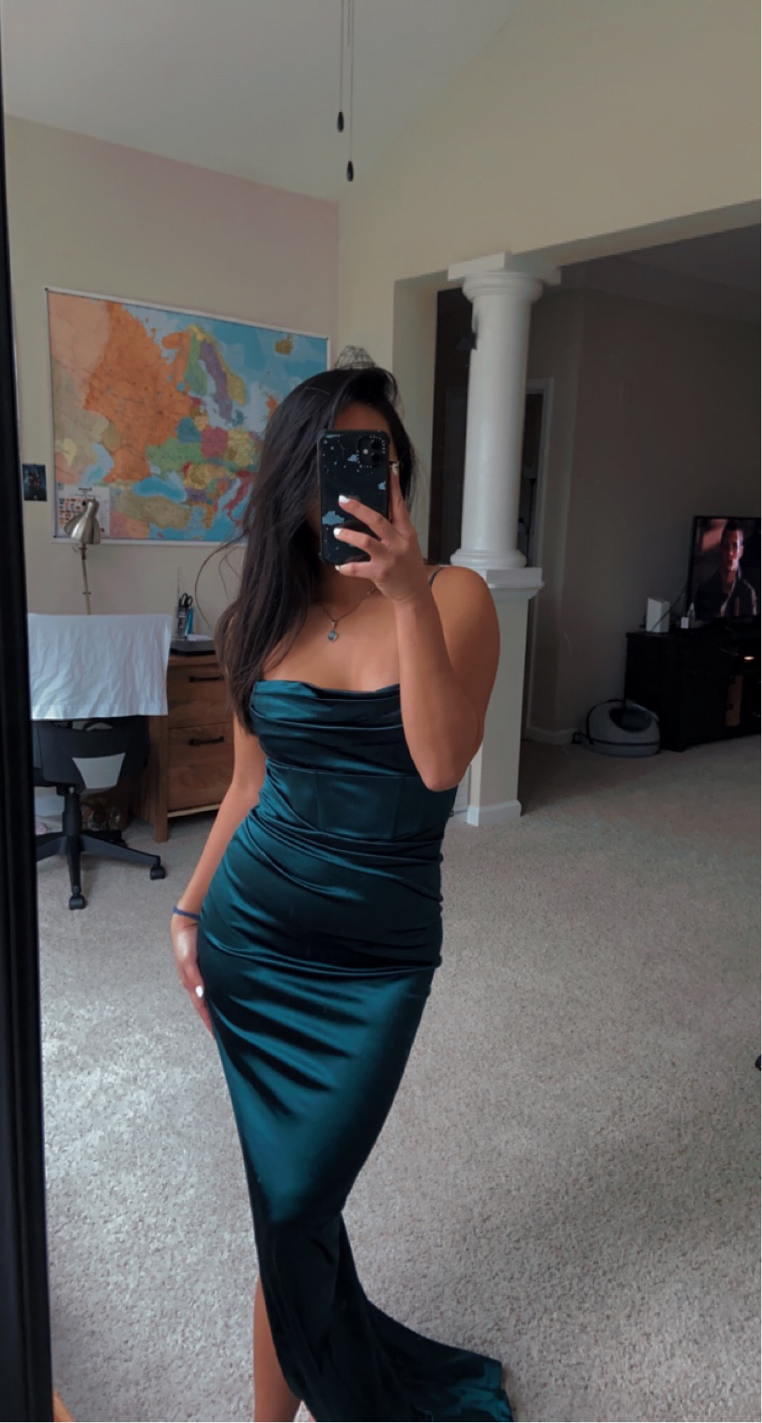 Perfect wedding guest dress or a formal dress for any event. The corset holds everything in and it’s very subtle. It also has a side slit. 
I’m wearing an XS, with high heels it will still touch the floor. #LTKHoliday 

#LTKSeasonal #LTKwedding #LTKsalealert