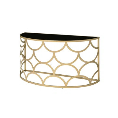 Gold Console Table With Half-Moon 8Mm Tempered Glass Top And Metal Base, 70Lbs Weight Capacity, 54" W X 29" H, No Storage Bureau Table, Top, Limit, Sh | Wayfair North America