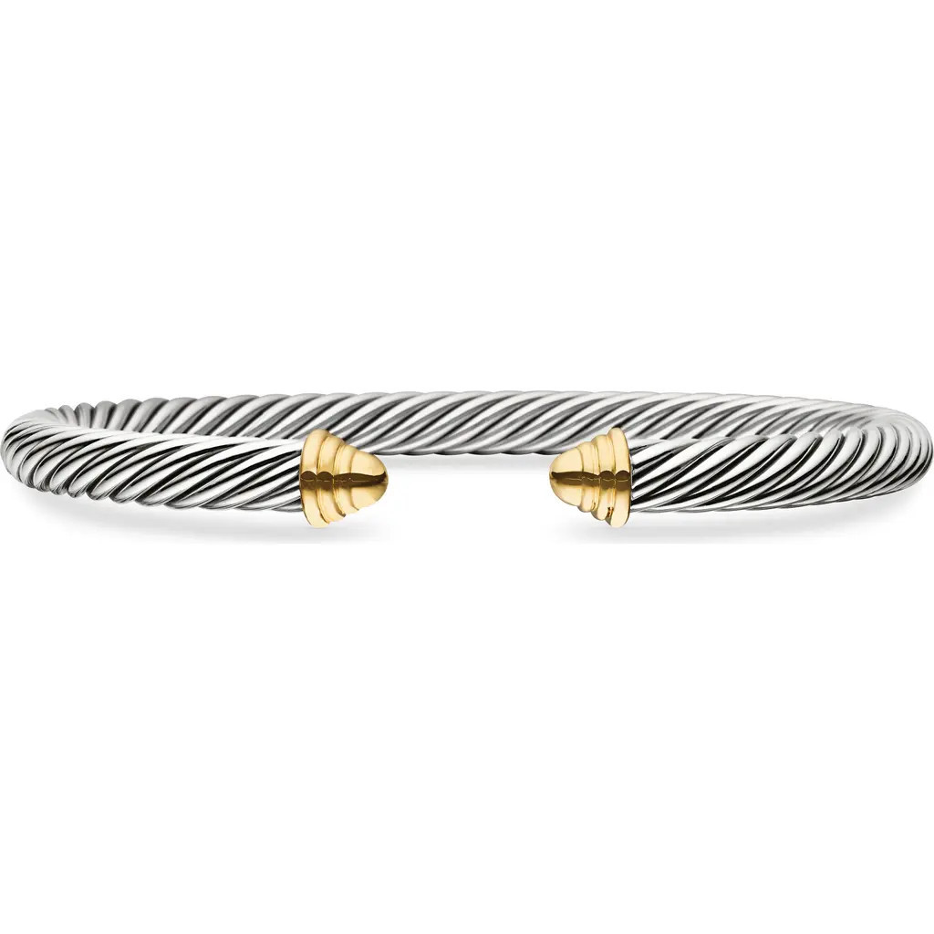 David Yurman Classic Cable Bracelet in Sterling Silver with 14K Yellow Gold Domes, 5mm at Nordstrom, Size Small | Nordstrom