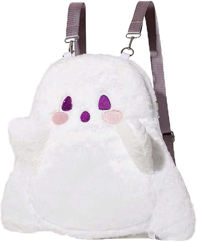 Halloween Cute Ghost Face Backpacks, Mini Crossbody Candy Bag | Plush Spooky backpack, Kawaii Car... | Amazon (US)